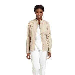 Eileen Fisher Khakis Ruffle Collar Jacket Button Up size Small‎